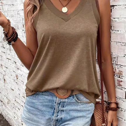 Breathable V - Neck Ribbed - Band Tank Top - MimiStylez