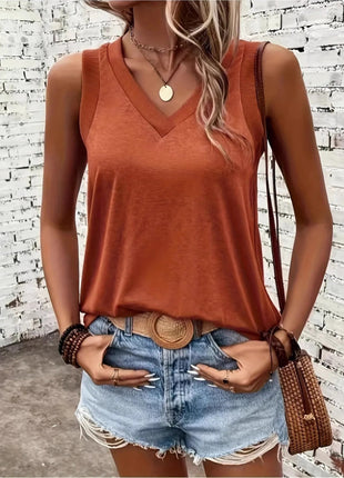 Breathable V - Neck Ribbed - Band Tank Top - MimiStylez