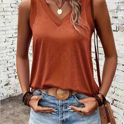 Breathable V - Neck Ribbed - Band Tank Top - MimiStylez