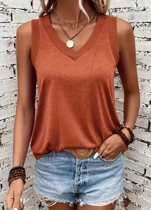 Breathable V - Neck Ribbed - Band Tank Top - MimiStylez