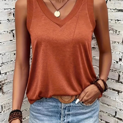 Breathable V - Neck Ribbed - Band Tank Top - MimiStylez