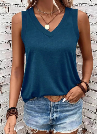 Breathable V - Neck Ribbed - Band Tank Top - MimiStylez