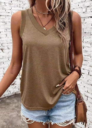 Breathable V - Neck Ribbed - Band Tank Top - MimiStylez