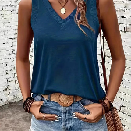 Breathable V - Neck Ribbed - Band Tank Top - MimiStylez