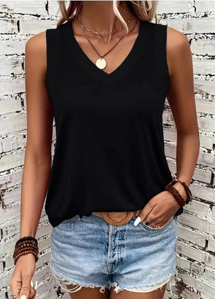 Breathable V - Neck Ribbed - Band Tank Top - MimiStylez