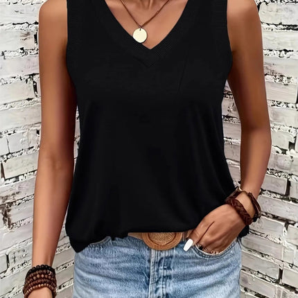 Breathable V - Neck Ribbed - Band Tank Top - MimiStylez