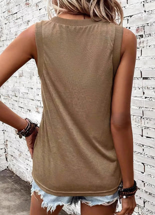 Breathable V - Neck Ribbed - Band Tank Top - MimiStylez