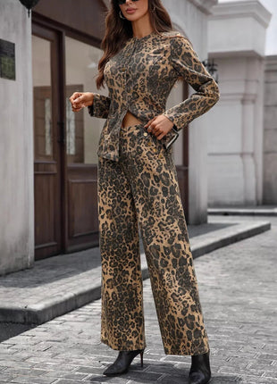 Button Up Long Sleeve Top and Jeans Denim Set - MimiStylez