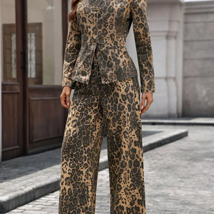 Button Up Long Sleeve Top and Jeans Denim Set - MimiStylez