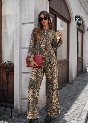 Button Up Long Sleeve Top and Jeans Denim Set - MimiStylez