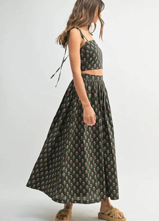 MABLE Floral Crop Top and Skirt Set - MimiStylez