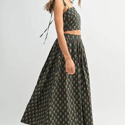 MABLE Floral Crop Top and Skirt Set - MimiStylez