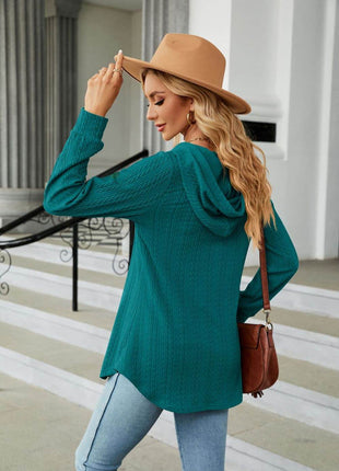 Long Sleeve Hooded Blouse - MimiStylez