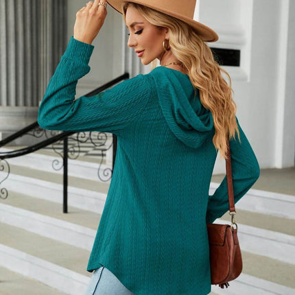 Long Sleeve Hooded Blouse - MimiStylez