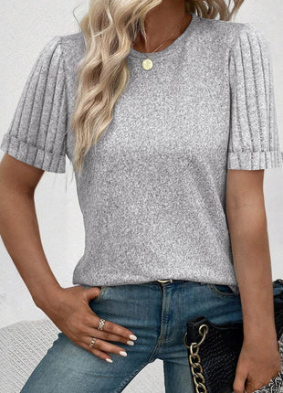 Round Neck Short Sleeve T-Shirt - MimiStylez