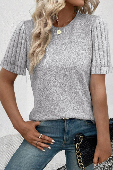 Round Neck Short Sleeve T-Shirt - MimiStylez