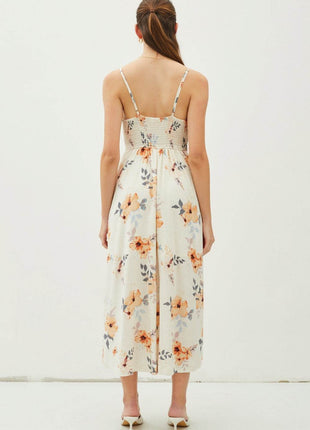 Be Cool Floral Button Down Cami Midi Dress - MimiStylez