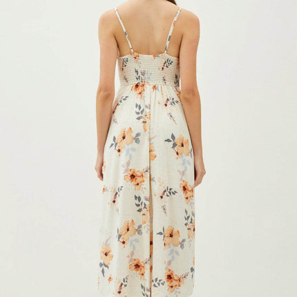 Be Cool Floral Button Down Cami Midi Dress - MimiStylez