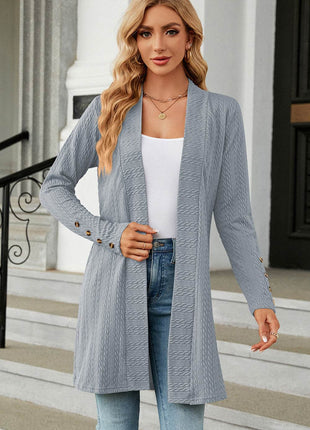 Open Front Long Sleeve Cardigan - MimiStylez
