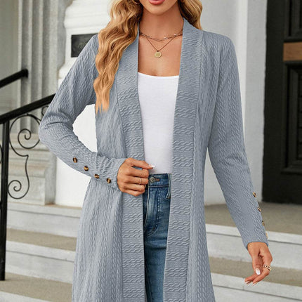 Open Front Long Sleeve Cardigan - MimiStylez