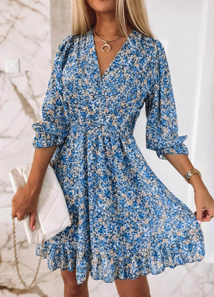 Full Size Ruffled Hem Floral Dress Plus Size - MimiStylez