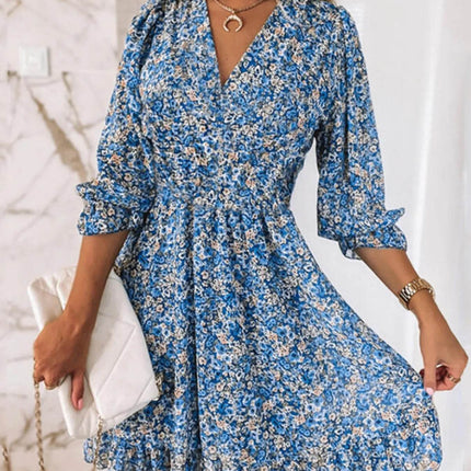 Full Size Ruffled Hem Floral Dress Plus Size - MimiStylez