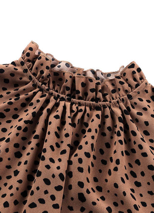 Animal Print Ruffle Collar Flounce Sleeve Blouse - MimiStylez