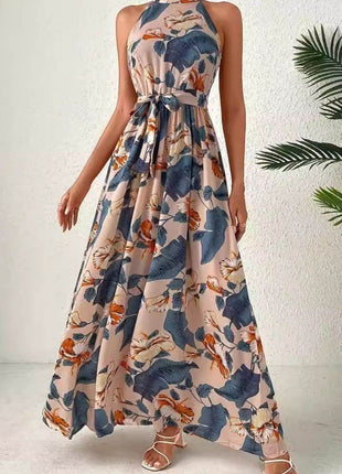 Tied Floral Sleeveless Dress - MimiStylez