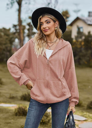 Cable-Knit Long Sleeve Hooded Jacket - MimiStylez