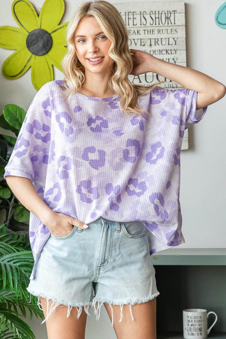 HOPELY Print Waffle Oversized T-Shirt - MimiStylez