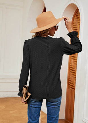 V-Neck Flounce Sleeve Blouse - MimiStylez