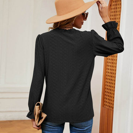 V-Neck Flounce Sleeve Blouse - MimiStylez