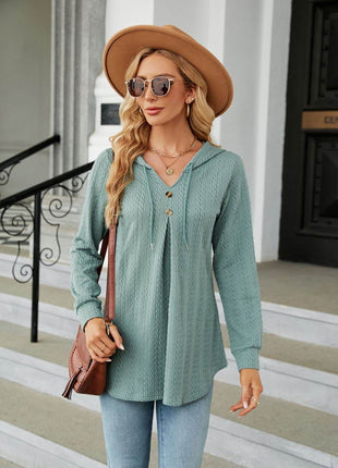 Long Sleeve Hooded Blouse - MimiStylez