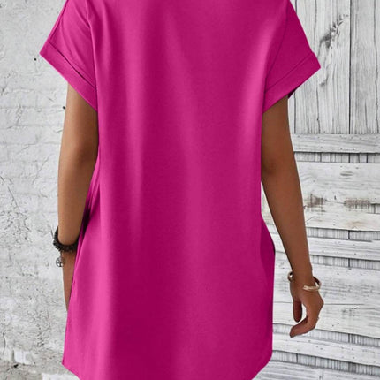 Round Neck Short Sleeve Mini Dress - MimiStylez