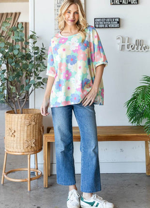 HOPELY Floral Waffle Oversized T-Shirt - MimiStylez