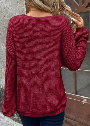 Plus Size Relaxed Fit Waffle Knit Round Neck T-Shirt - MimiStylez