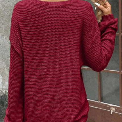Plus Size Relaxed Fit Waffle Knit Round Neck T-Shirt - MimiStylez