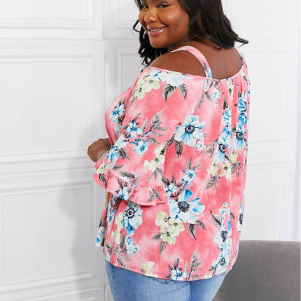 Sew In Love Full Size Fresh Take Floral Cold-Shoulder Top - MimiStylez