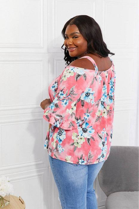 Sew In Love Full Size Fresh Take Floral Cold-Shoulder Top - MimiStylez