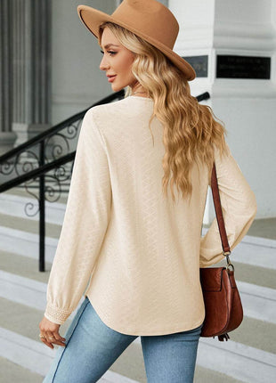 V-Neck Long Sleeve Blouse - MimiStylez