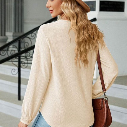 V-Neck Long Sleeve Blouse - MimiStylez