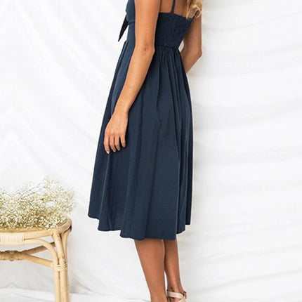 Cutout Smocked Sweetheart Neck Cami Dress - MimiStylez