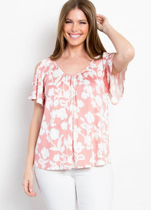Be Stage Foral Cold Shoulder Top - MimiStylez