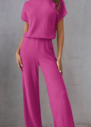 Round Neck Short Sleeve Jumpsuit - MimiStylez