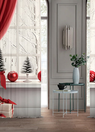 2PCs Curtain Christmas Series Curtain 3D Digital Printing