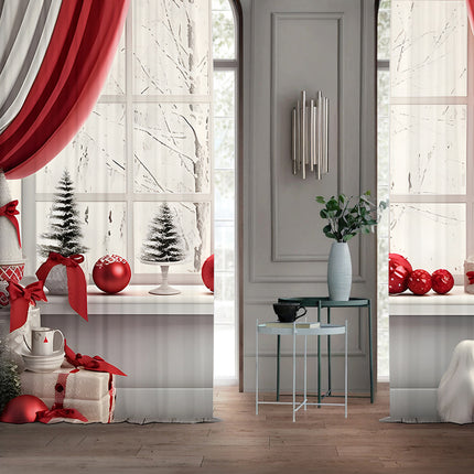 2PCs Curtain Christmas Series Curtain 3D Digital Printing