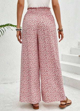 Tied Printed Wide Leg Pants - MimiStylez