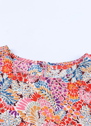 Floral Print Long Puff Sleeve Blouse - MimiStylez