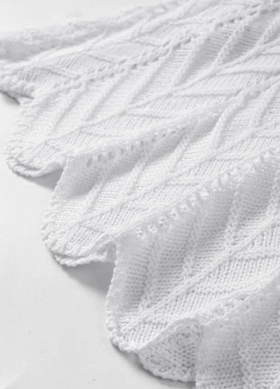Tie Straps Wave Stripes Textured Eyelet Knitted Vest - MimiStylez