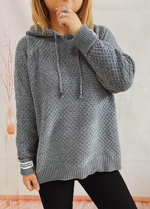 Drawstring Long Sleeve Hooded Sweater - MimiStylez